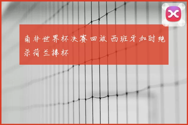 南非世界杯决赛回放 西班牙加时绝杀荷兰捧杯